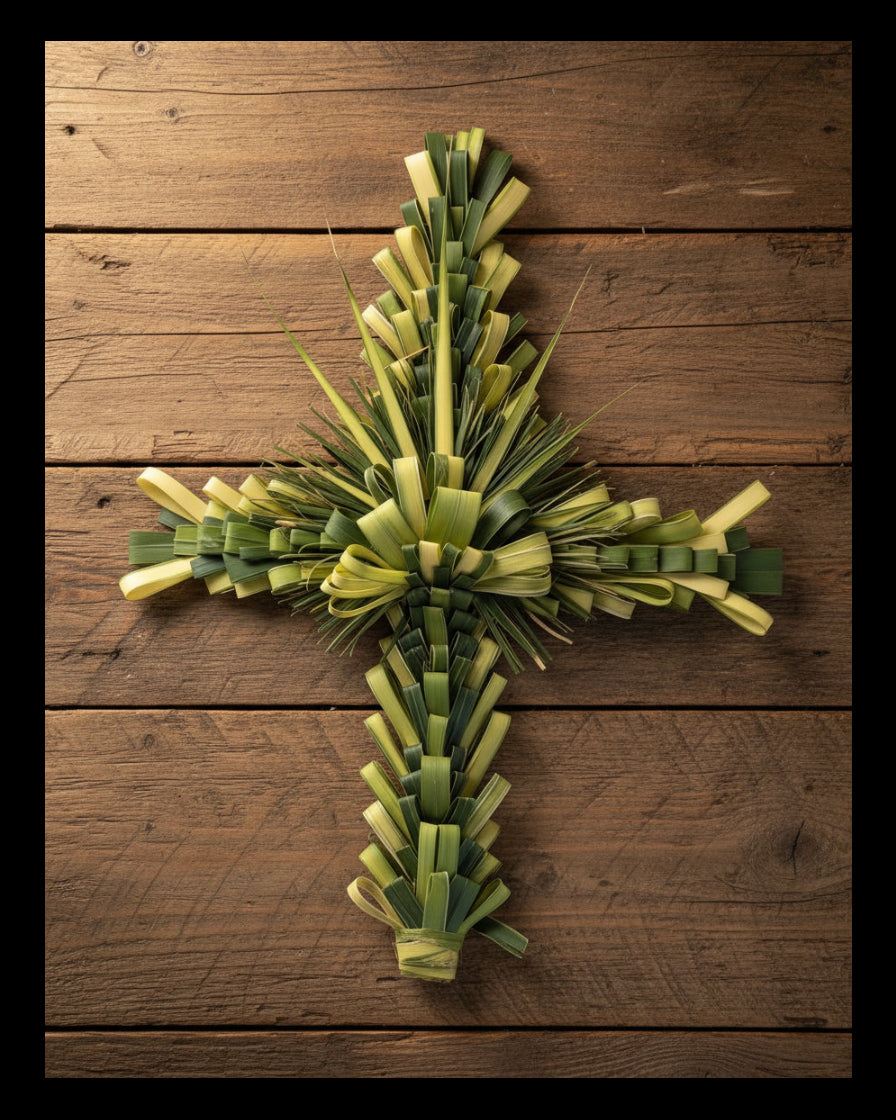 green and yellow palm loop cross

